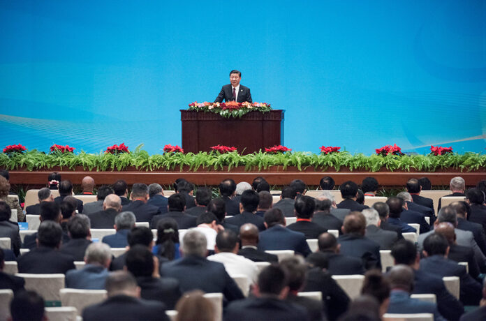 China's President Xi Jinping speaks at the opening ceremony of the