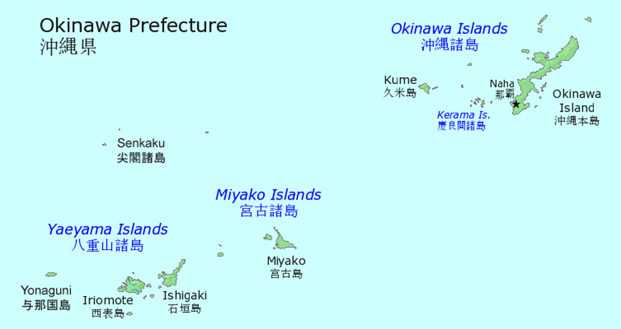The location of islands in Okinawa.