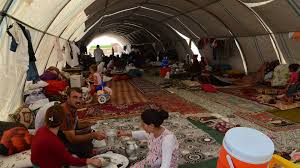 Yazidis in a refugee camp